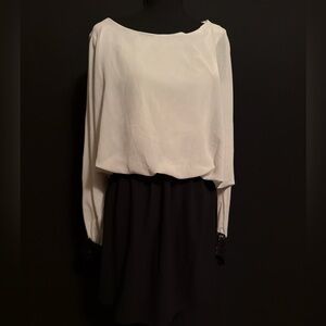 Forever 21 White and Black Long Sleeve Dress